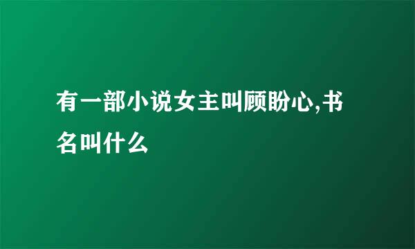 有一部小说女主叫顾盼心,书名叫什么