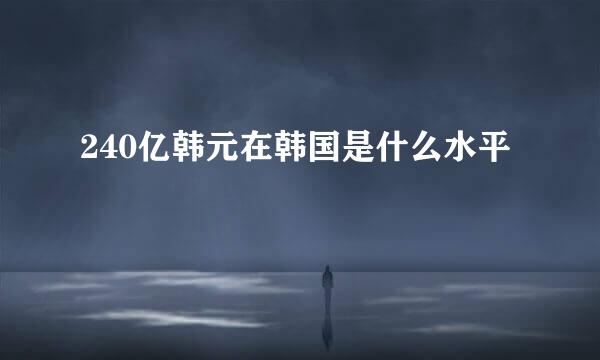 240亿韩元在韩国是什么水平