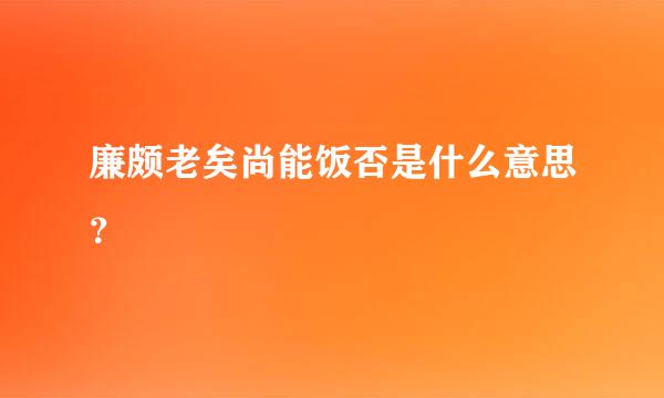 廉颇老矣尚能饭否是什么意思？