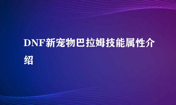 DNF新宠物巴拉姆技能属性介绍