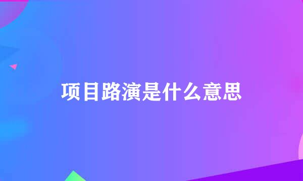 项目路演是什么意思