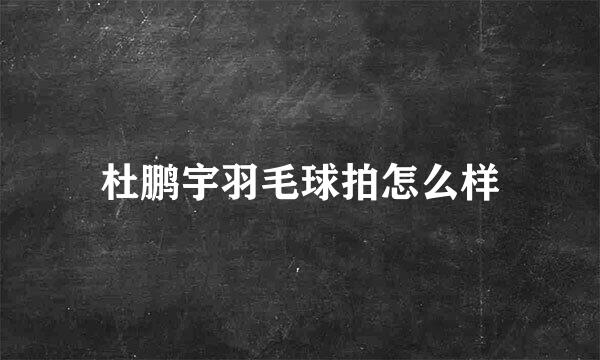 杜鹏宇羽毛球拍怎么样