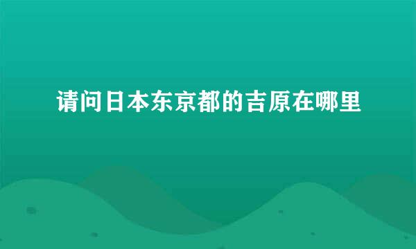 请问日本东京都的吉原在哪里