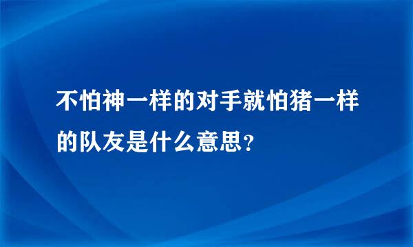 不怕神一样的对手就怕猪一样的队友是什么意思？