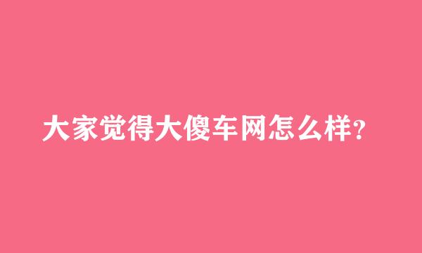 大家觉得大傻车网怎么样？