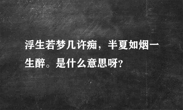 浮生若梦几许痴，半夏如烟一生醉。是什么意思呀？