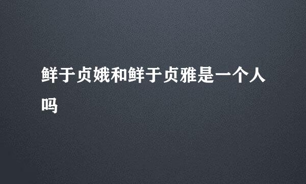 鲜于贞娥和鲜于贞雅是一个人吗