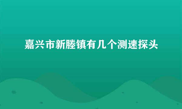 嘉兴市新塍镇有几个测速探头