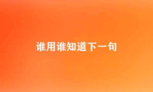 谁用谁知道下一句