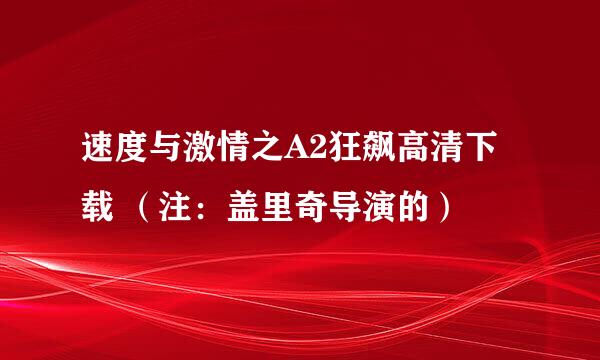 速度与激情之A2狂飙高清下载 （注：盖里奇导演的）