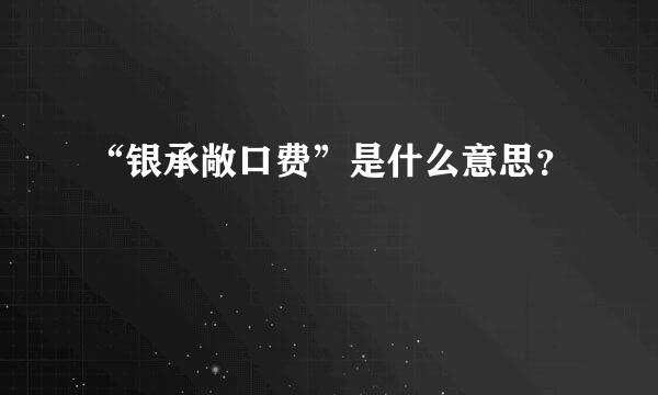 “银承敞口费”是什么意思？