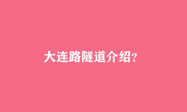 大连路隧道介绍？