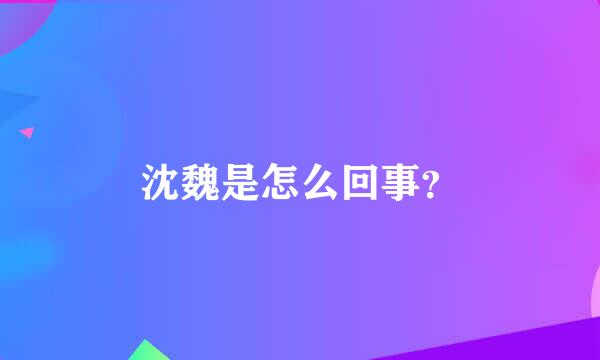 沈魏是怎么回事？