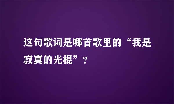 这句歌词是哪首歌里的“我是寂寞的光棍”？