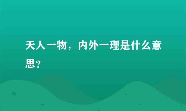 天人一物，内外一理是什么意思？