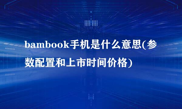 bambook手机是什么意思(参数配置和上市时间价格)