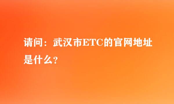 请问：武汉市ETC的官网地址是什么？