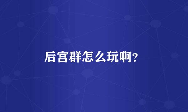 后宫群怎么玩啊？