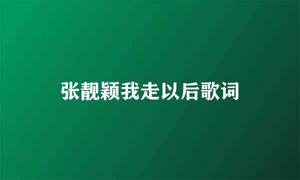 张靓颖我走以后歌词