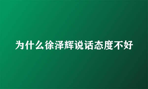 为什么徐泽辉说话态度不好