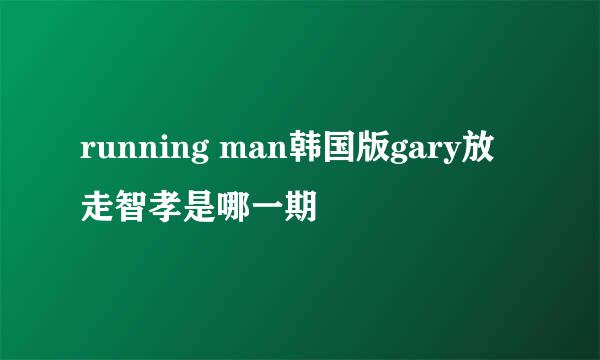 running man韩国版gary放走智孝是哪一期