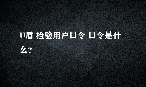 U盾 检验用户口令 口令是什么？