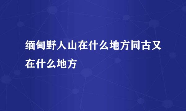 缅甸野人山在什么地方同古又在什么地方