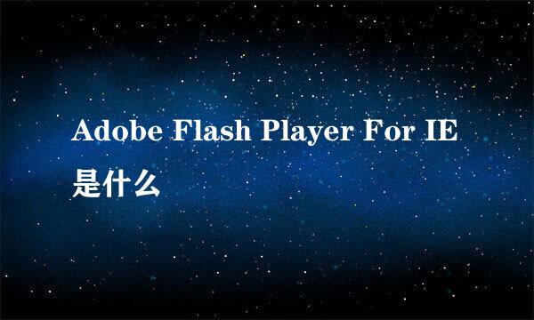 Adobe Flash Player For IE是什么