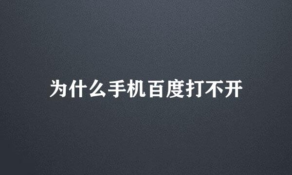 为什么手机百度打不开