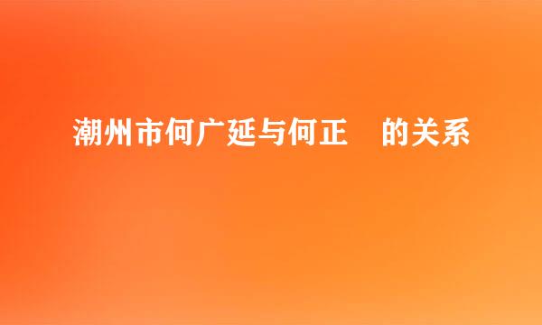 潮州市何广延与何正抜的关系