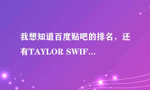 我想知道百度贴吧的排名，还有TAYLOR SWIFT吧，求