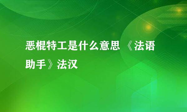 恶棍特工是什么意思 《法语助手》法汉