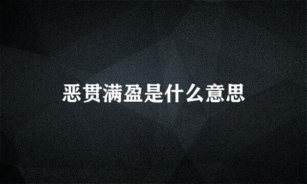 恶贯满盈是什么意思