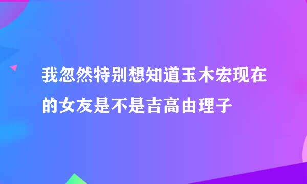 我忽然特别想知道玉木宏现在的女友是不是吉高由理子