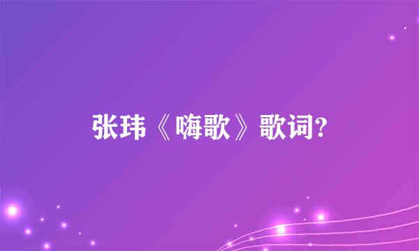 张玮《嗨歌》歌词?