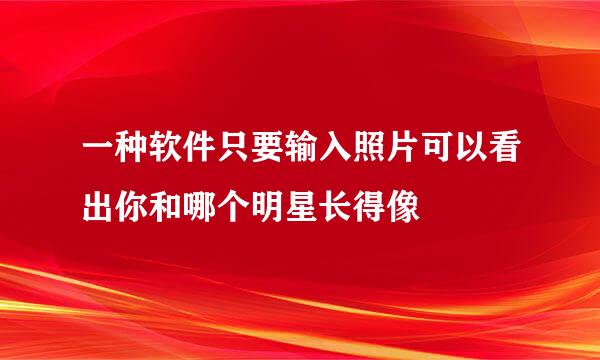 一种软件只要输入照片可以看出你和哪个明星长得像