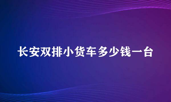 长安双排小货车多少钱一台