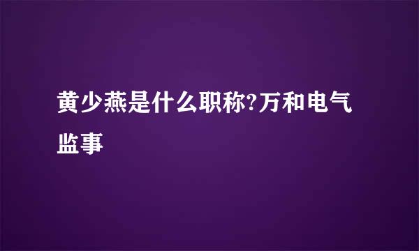 黄少燕是什么职称?万和电气监事