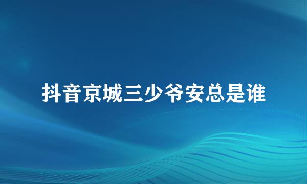 抖音京城三少爷安总是谁