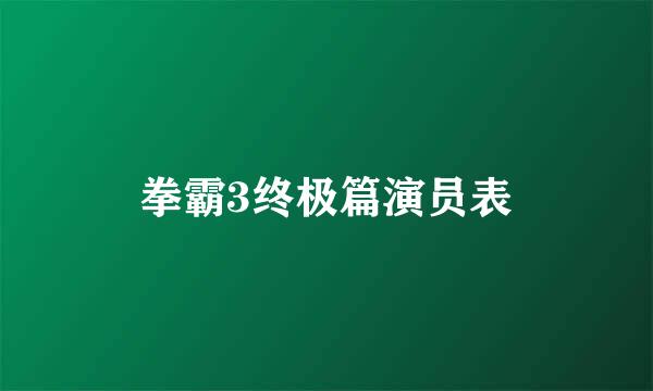 拳霸3终极篇演员表