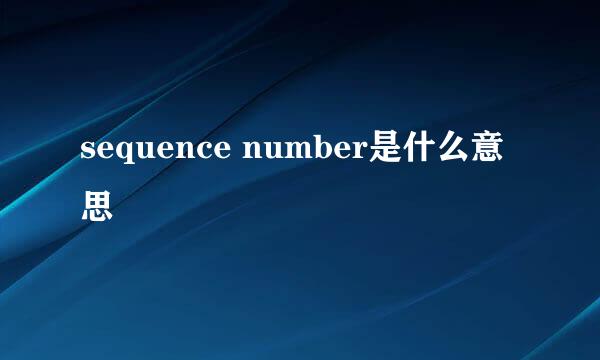 sequence number是什么意思