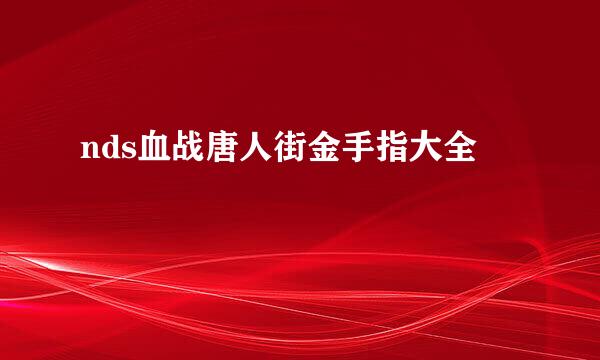 nds血战唐人街金手指大全