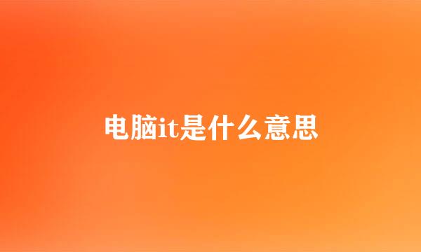 电脑it是什么意思