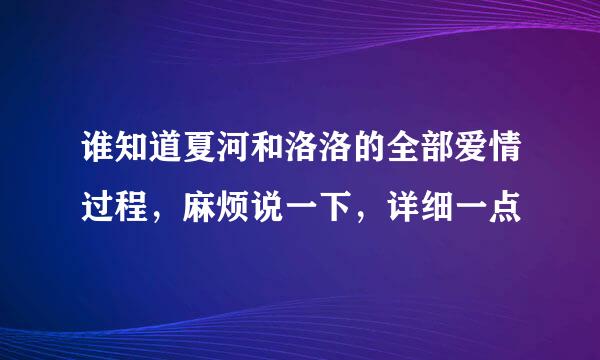 谁知道夏河和洛洛的全部爱情过程，麻烦说一下，详细一点