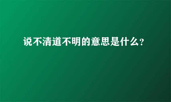 说不清道不明的意思是什么？