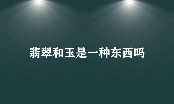 翡翠和玉是一种东西吗