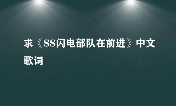 求《SS闪电部队在前进》中文歌词