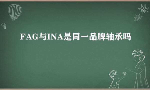 FAG与INA是同一品牌轴承吗