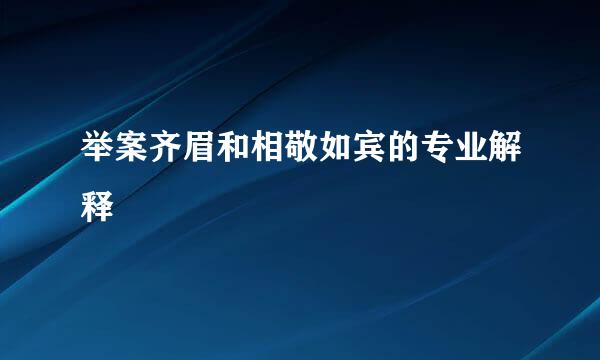 举案齐眉和相敬如宾的专业解释