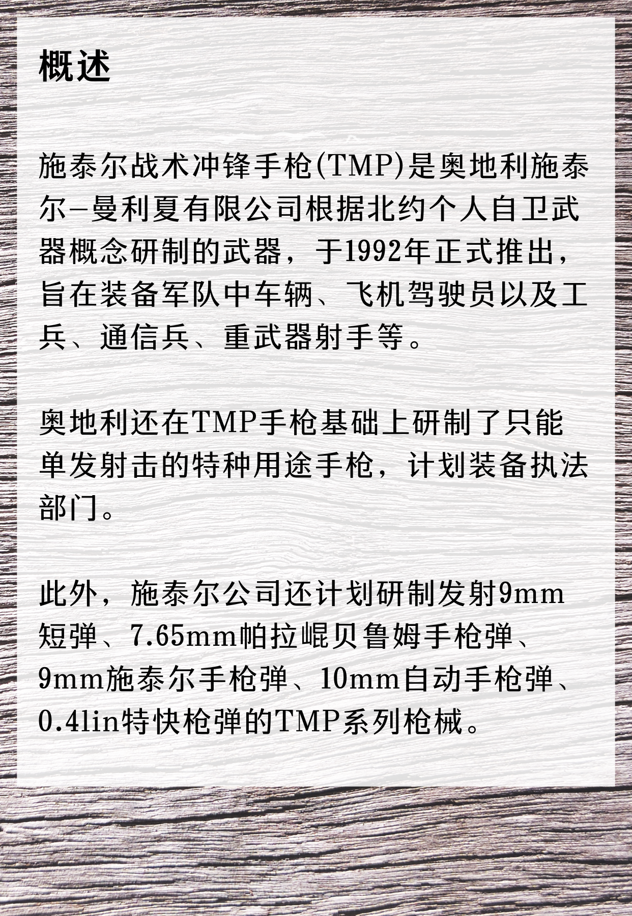 施泰尔战术冲锋手枪(TMP)